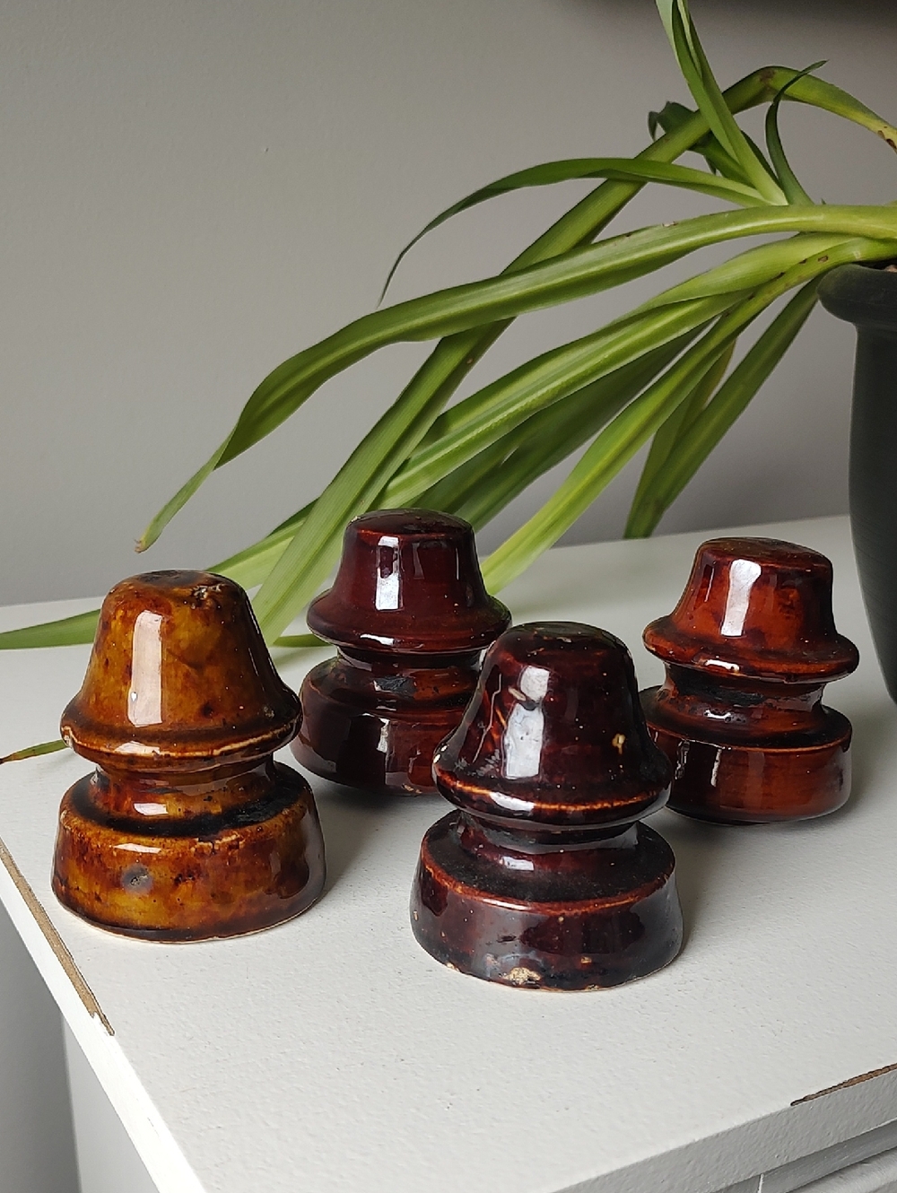 Bundle Of 4 Vintage Glazed Insulators
